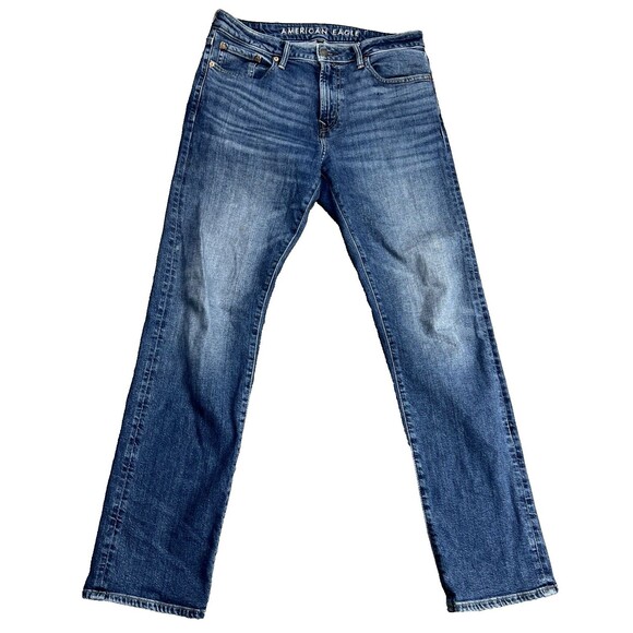 American Eagle Outfitters Other - AE American Eagle Relaxed Straight Flex Blue Denim Jeans 31x34 Measures 31x32